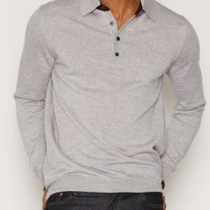 Oscar Jacobson Agustin L/S Poloshirt Pikeepaita Grey