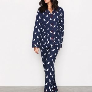 P-J Salvage Flannel Pj Set Yöpaitasetti Navy