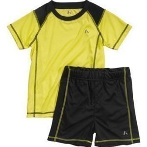 PLAYTECH by Name it T-paita + shortsit Pavi Neonkeltainen Musta