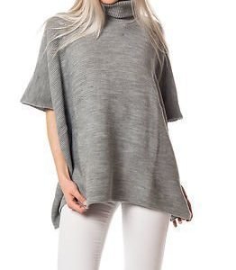 Pieces Billi Stripe Poncho Light Grey Melange