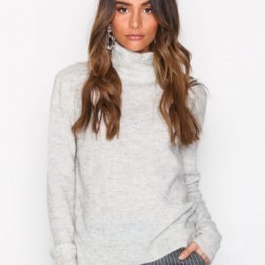 Pieces Pcjuliane Ls Turtleneck Wool Knit Neulepusero Vaaleanharmaa