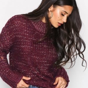 Pieces Pcorobia Ls Knit Ff Neulepusero Tummanpunainen