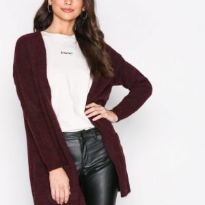 Pieces Pcrenee Ls Long Wool Cardigan Neulepusero Tummanpunainen