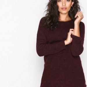 Pieces Pcrenee Ls Long Wool Knit Neulepusero Tummanpunainen