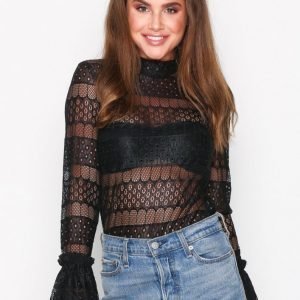 Pieces Pcrope Lace T-Neck Top Arkipaita Musta