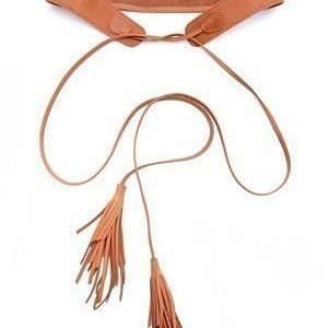 Pieces Vanda leather waist belt Cognac