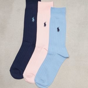 Polo Ralph Lauren 3-pack Egyptian Cotton Rib Socks Sukat Pastell Pink