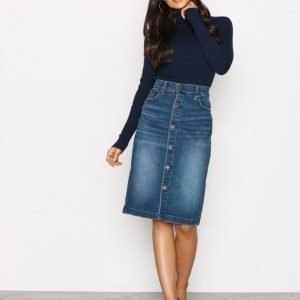 Polo Ralph Lauren Button Front Skirt Midihame Indigo