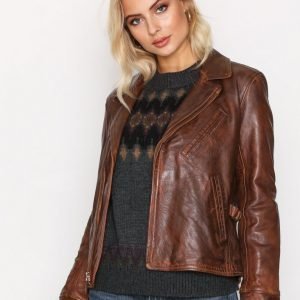 Polo Ralph Lauren Leather Jacket Nahkatakki Burnished Brown