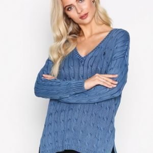 Polo Ralph Lauren Long Sleeve V-Neck Side Split Sweater Neulepusero Indigo