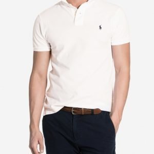 Polo Ralph Lauren Solid Weathered Mesh Slim Fit Polo Pikeepaita White