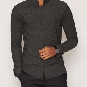 Premium by Jack & Jones Jprtwo Pique Shirt Ls Kauluspaita Tummanharmaa