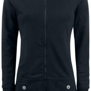 Pussy Deluxe Black Longsweater Coat With White Dotties Lining Naisten Vetoketjuhuppari