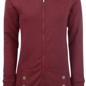 Pussy Deluxe Red Longsweater Coat With White Dotties Lining Naisten Vetoketjuhuppari