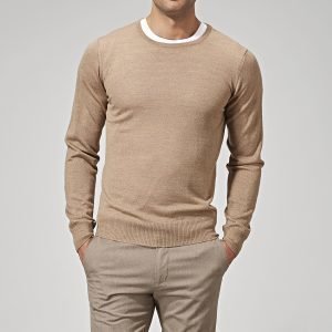 Riley Steven Merino O-Neck Neule Beige