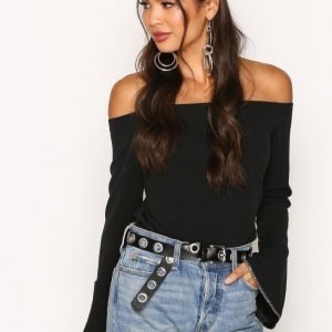 River Island Bardot Fitted Top Pitkähihainen Paita Black