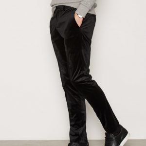 River Island Black Velvet Trousers Housut Black