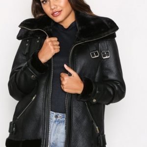 River Island Brooklyn Aviator Jacket Tekoturkki Black