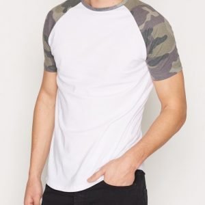 River Island Camo Raglan T-paita White