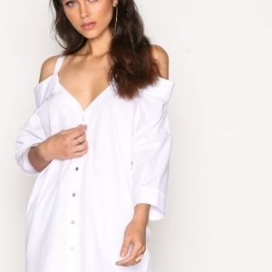 River Island Cold Shoulder Oversized Shirt Arkipaita White