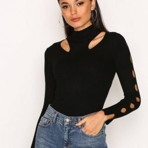 River Island Cutout Bodyfit Top Pusero Black