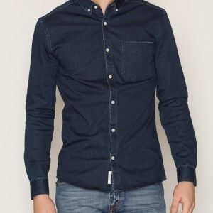 River Island Dark Denim Skinny Shirt Kauluspaita Dark Blue