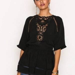 River Island Embroidered Top Tunika Black