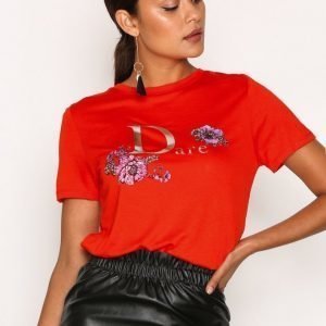 River Island Foil Easy Fitted Tee T-Paita Red