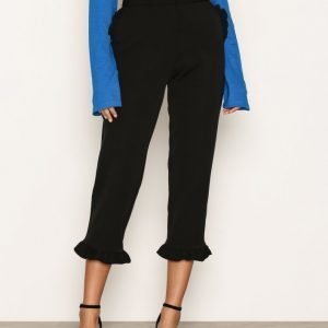 River Island Frill Hem Cropped Trousers Housut Black