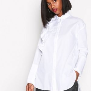 River Island Long Sleeve Frilly Shirt Arkipaita White