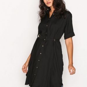 River Island Ls Eyelet Shirt Dress Loose Fit Mekko Black