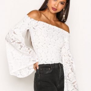 River Island Ls Flare Sleeve Top Pitkähihainen Paita White