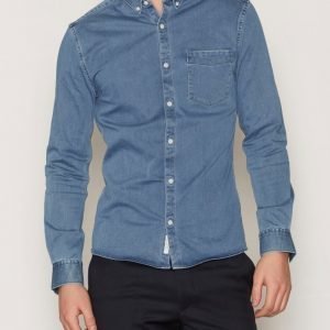 River Island Mid Denim Skinny Shirt Kauluspaita Mid Blue