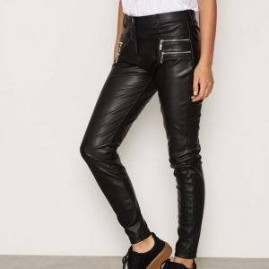 River Island Mikey Pu Skinny Trousers Nahkahousut Black