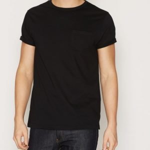 River Island Pocket Roll Sleeve T-paita Black