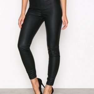 River Island Pu Mid Rise Skinny Trouse Housut Black