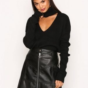 River Island Pu Mini Skirt Midihame Black