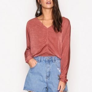 River Island Rouched Batwing Top Pitkähihainen Paita Pink