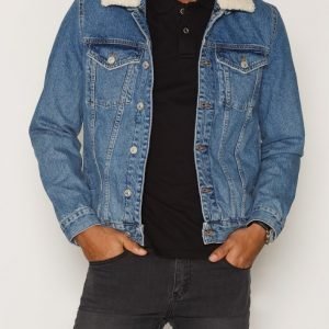 River Island Shandy Stonewash Borg Collar Takki Blue