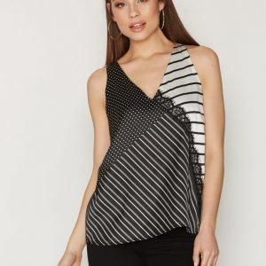 River Island Sl Stripe Lace Top Toppi Black