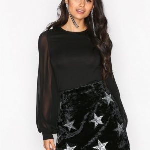 River Island Star Velvet Mini Skirt Minihame Black