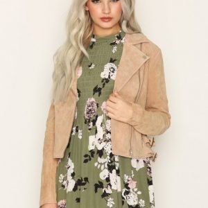 River Island Suede Biker Jacket Nahkatakki Desert