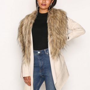 River Island Suedette Fallaway Jacket Nahkatakki Cream