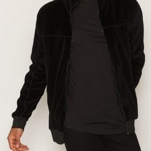 River Island Velour Track Jacket Pusero Black