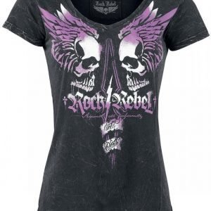 Rock Rebel By Emp Brandish Skulls V Neck Naisten T-paita