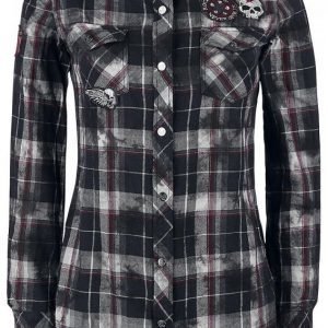 Rock Rebel By Emp Checked Application Girl Shirt Naisten Pusero