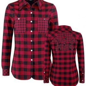 Rock Rebel By Emp Checkered Skull Application Shirt Naisten Pusero