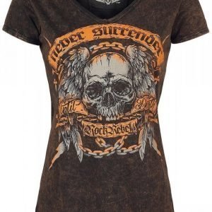 Rock Rebel By Emp Never Surrender Crincle V Neck Naisten T-paita