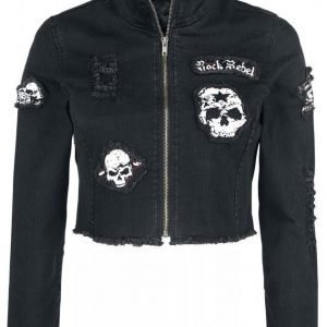 Rock Rebel By Emp Short Skull Denim Jacket Naisten Farkkutakki