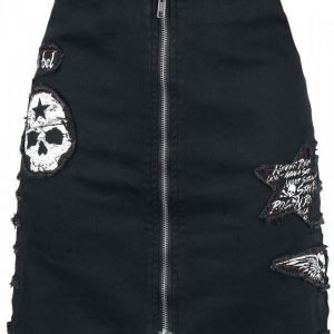 Rock Rebel By Emp Skull Denim Skirt Lyhyt Hame